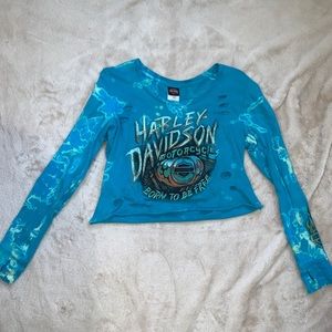 Cropped & bleached long sleeve Harley Davidson tee